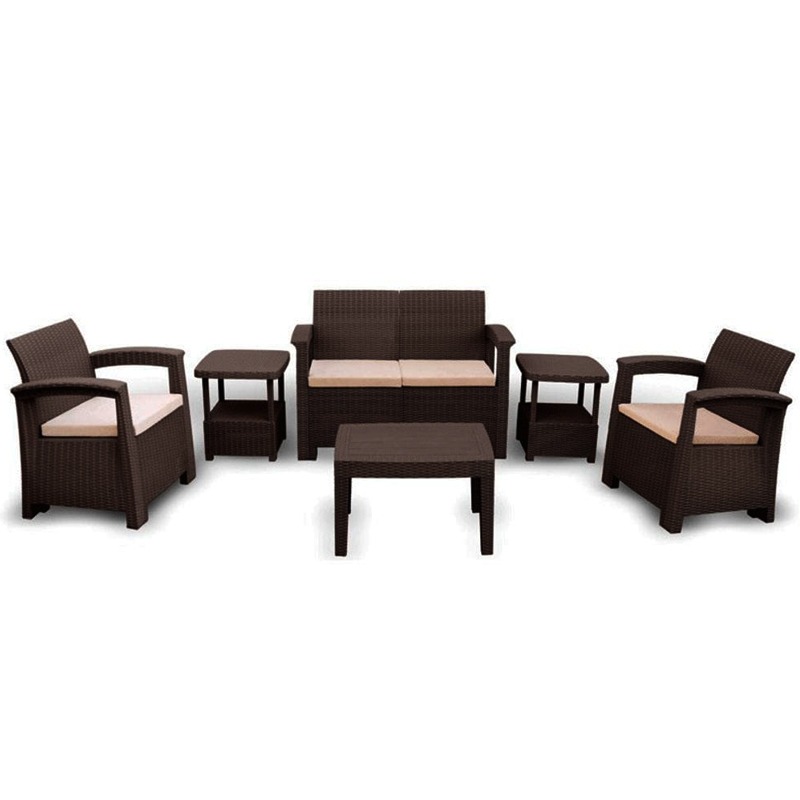 Salon de jardin SOFPINCE Syphax 4 places - Dark Marron 