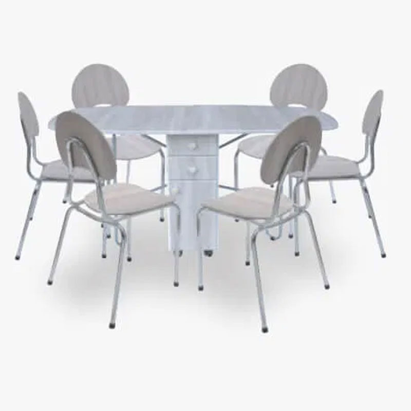 Pack Salle a Manger SOTUFAB Rabattable Avec Tiroirs + 6 Chaises