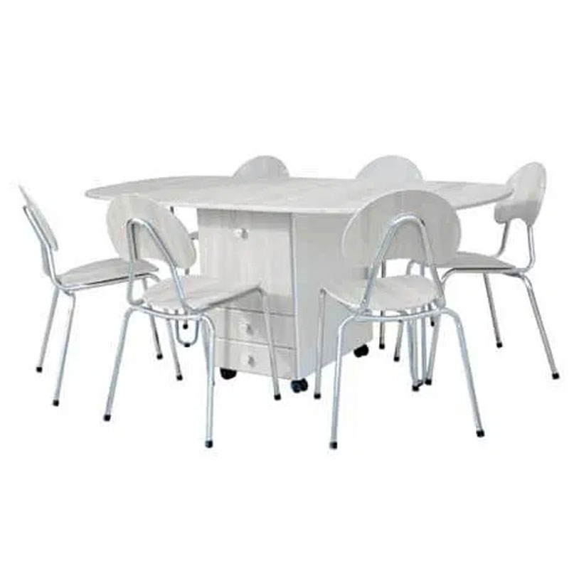 Pack Salle a Manger SOTUFAB Rabattable Avec Tiroirs GM + 6 Chaises FAMILIA
