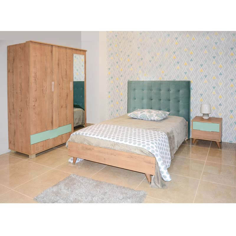 Chambre Enfant RIM 120x90cm 3 Portes - Ostippo Chène / Vert