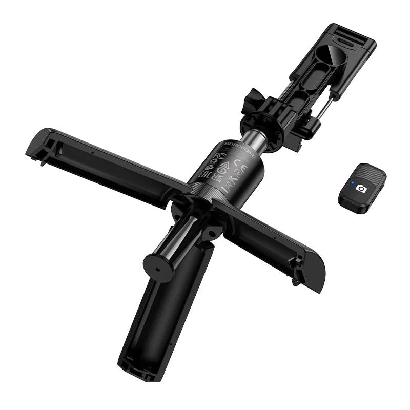 Selfie Stick BOROFONE BY-14 Pliable 3 en 1 avec Télécommande - Noir - Image 4