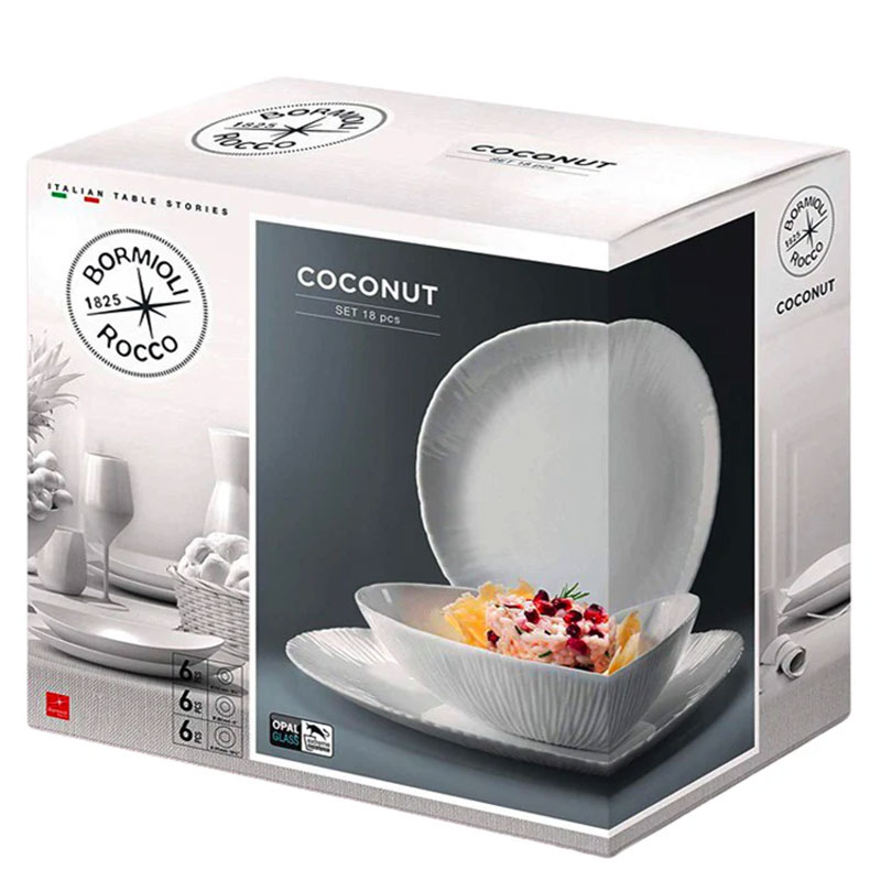 Service d'Assiettes BORMIOLI ROCCO COCONUT 18 Pièces - Blanc - Image 4