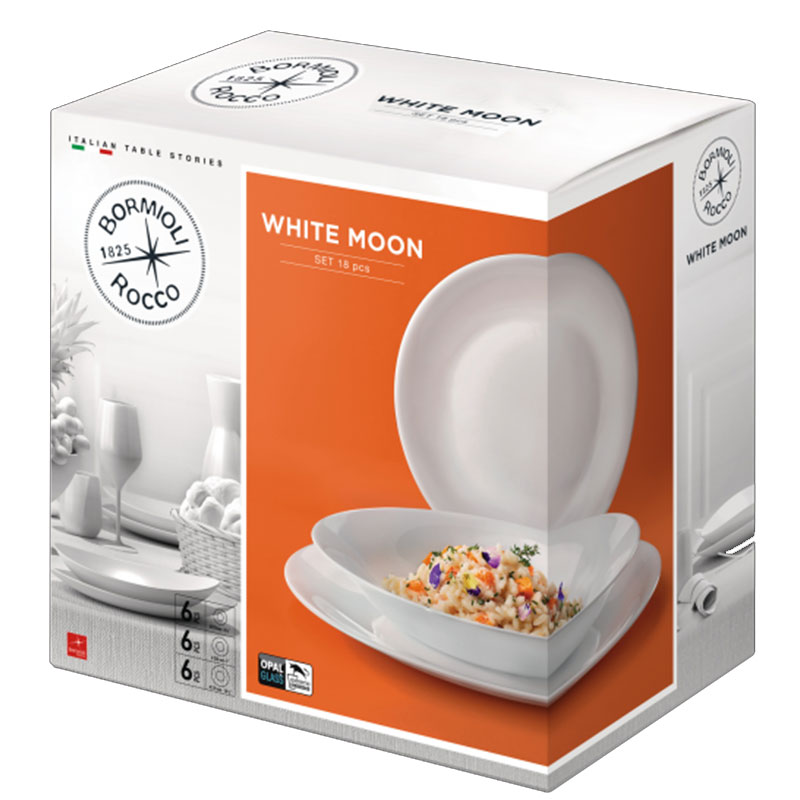 Service d'Assiettes BORMIOLI ROCCO White Moon 18 Pièces - Blanc - Image 4