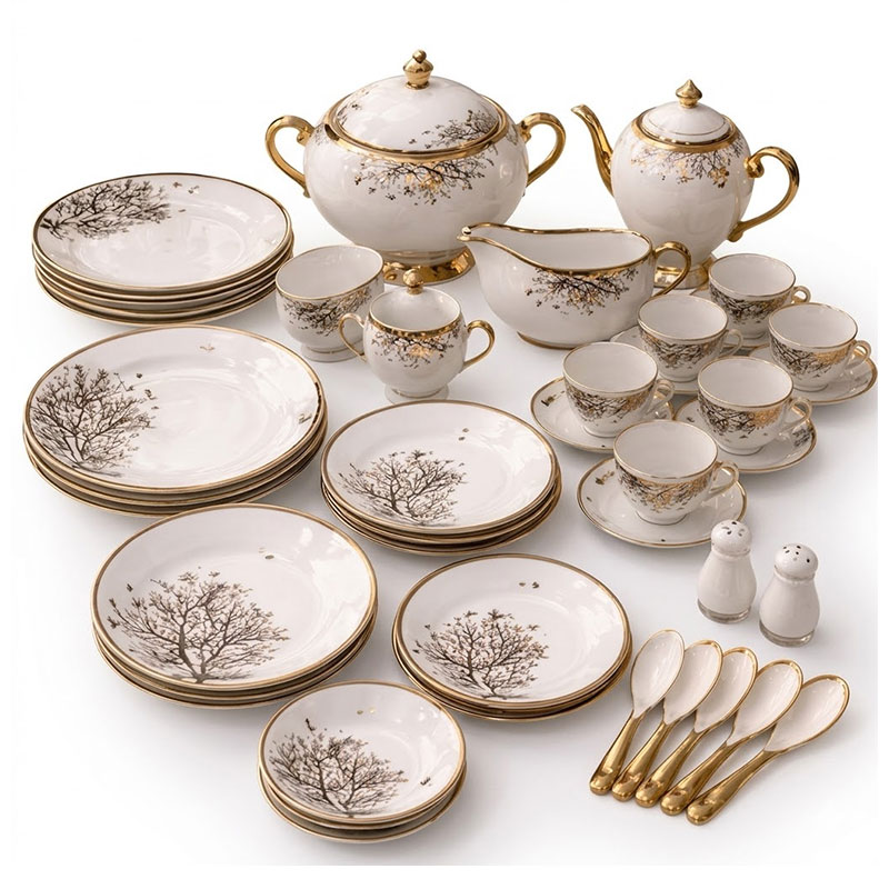 Service à Table IRONIX WHN72 72 Pièces - Blanc&Gold