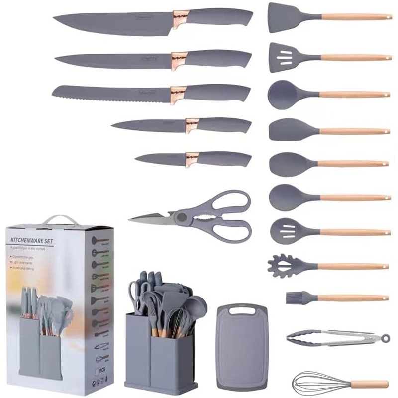 Set De 19 Ustensiles De Cuisine En Silicone - Gris - Image 2