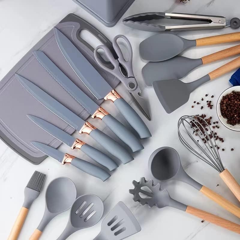 Set De 19 Ustensiles De Cuisine En Silicone - Gris - Image 4