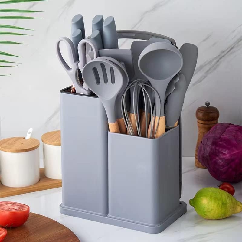 Set De 19 Ustensiles De Cuisine En Silicone - Gris - Image 3