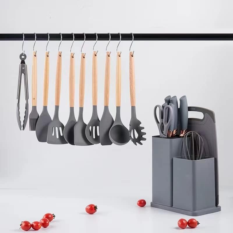 Set De 19 Ustensiles De Cuisine En Silicone - Gris - Image 5