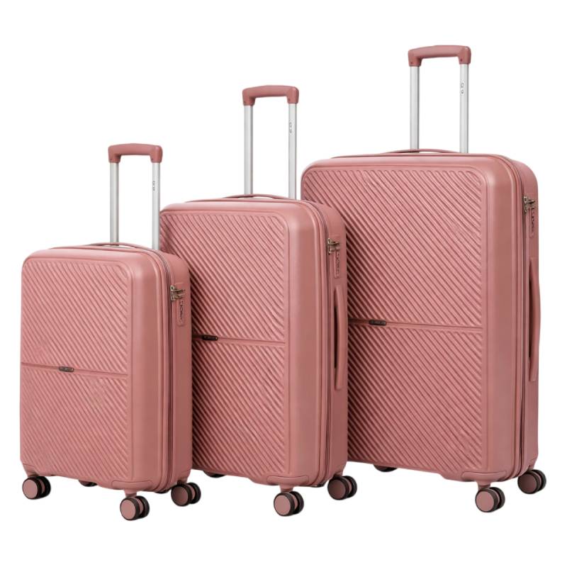 Set de 3 valises incassables avec 4 roues pivotantes à 360° - Rose