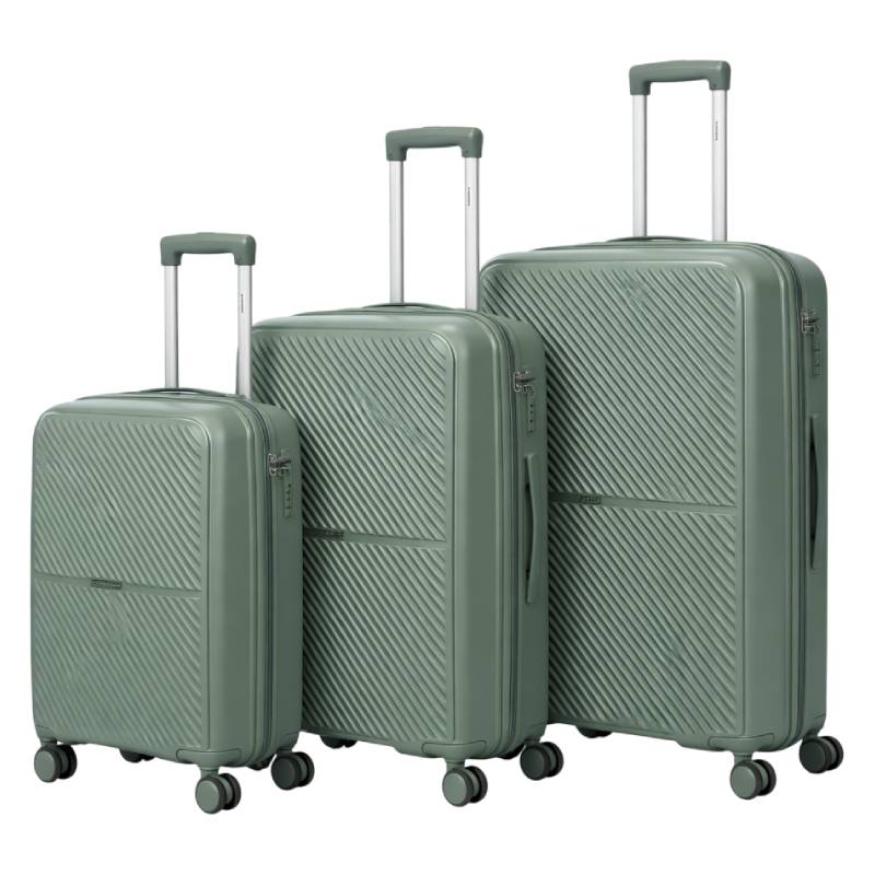 Set de 3 valises incassables avec 4 roues pivotantes à 360° - Vert Quartz
