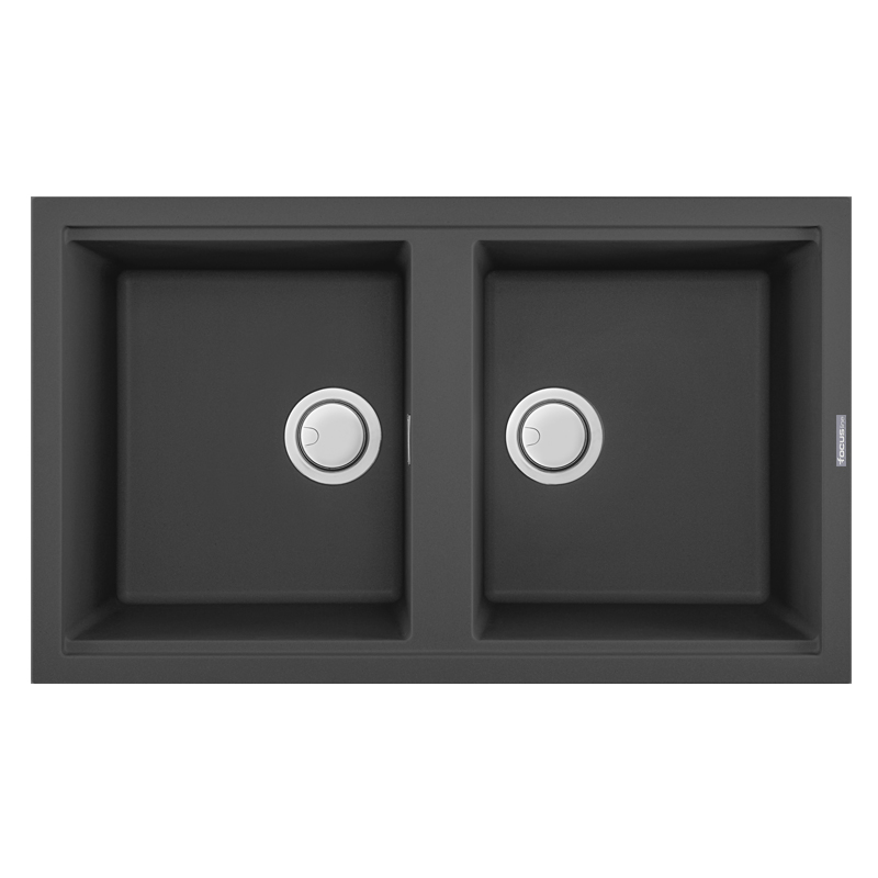 Focus SMART 90B - Évier 2 bacs, 86 cm, Granitek noir, sur plan, Photo boutique MyTek chez MyTek
