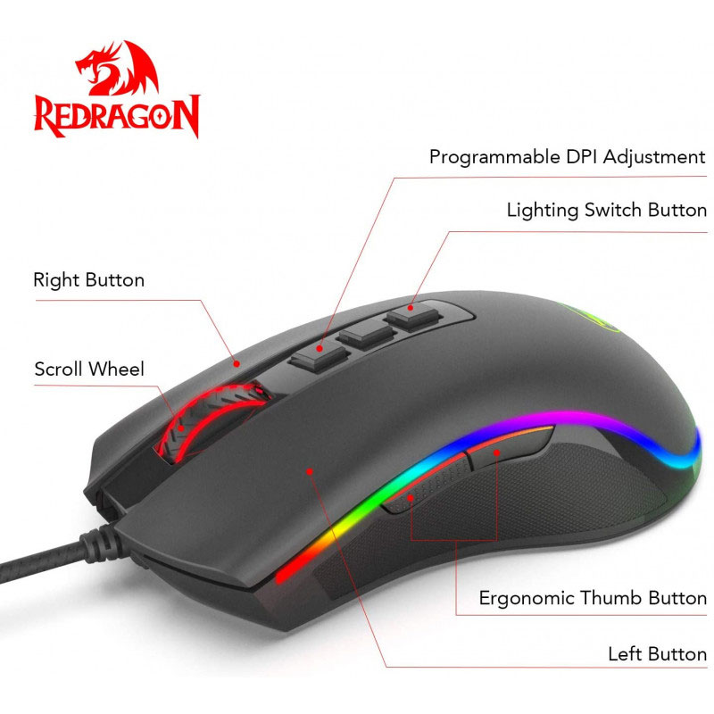 Souris Filaire Gamer REDRAGON COBRA FPS M711 - Noir - Image 3
