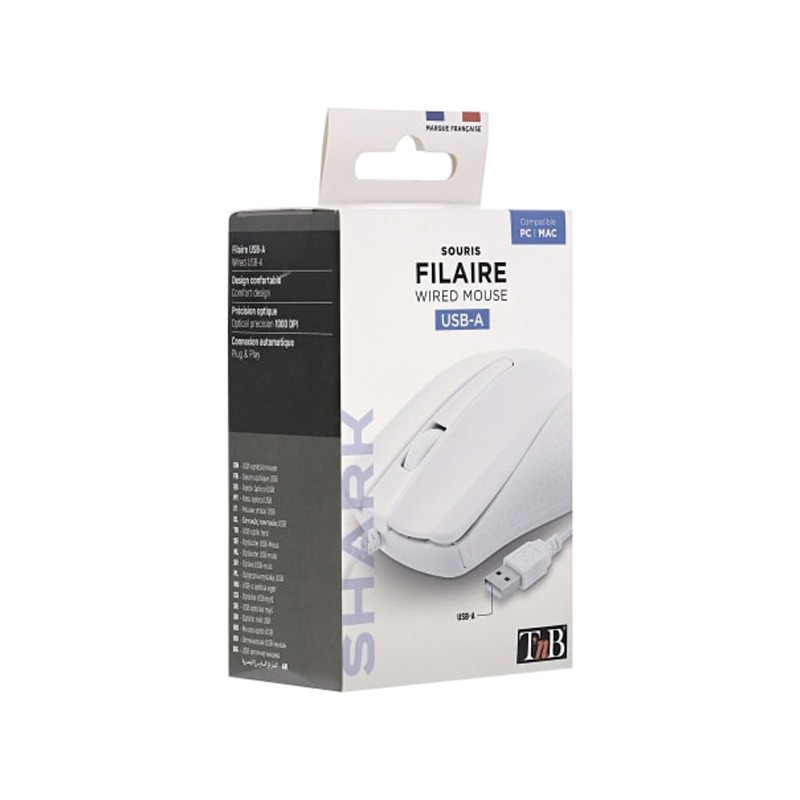 Souris Filaire TNB SHARK USB-A - Blanc - Image 2