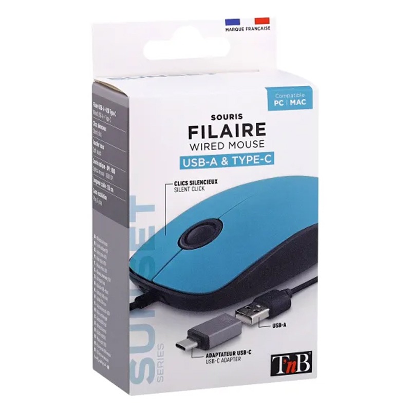 Souris Filaire TNB SUNSET USB - Bleu - Image 3