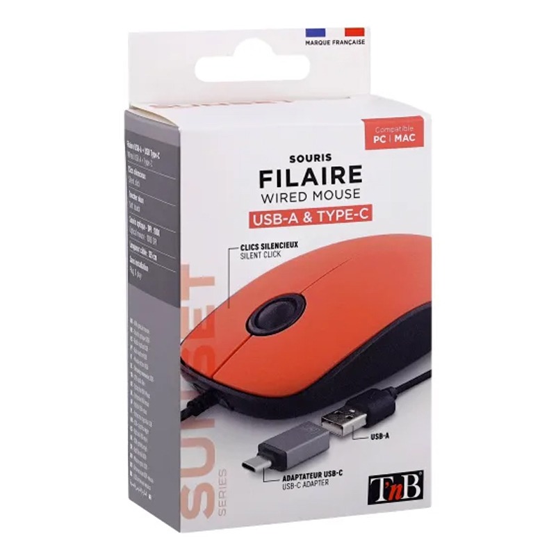 Souris Filaire TNB SUNSET USB - Rouge - Image 3