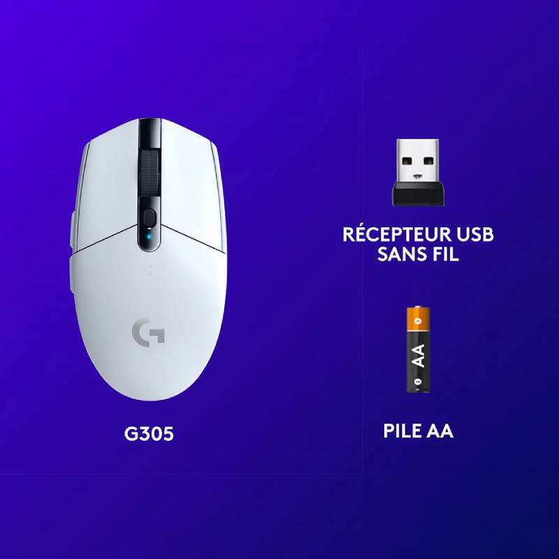 Souris Gamer Sans Fil LOGITECH G305 - Blanc - Image 7