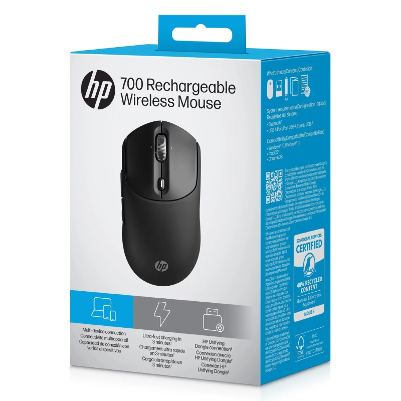 Souris HP sans Fil 700 Rechargeable AZ7B0AA - Noir - Image 6