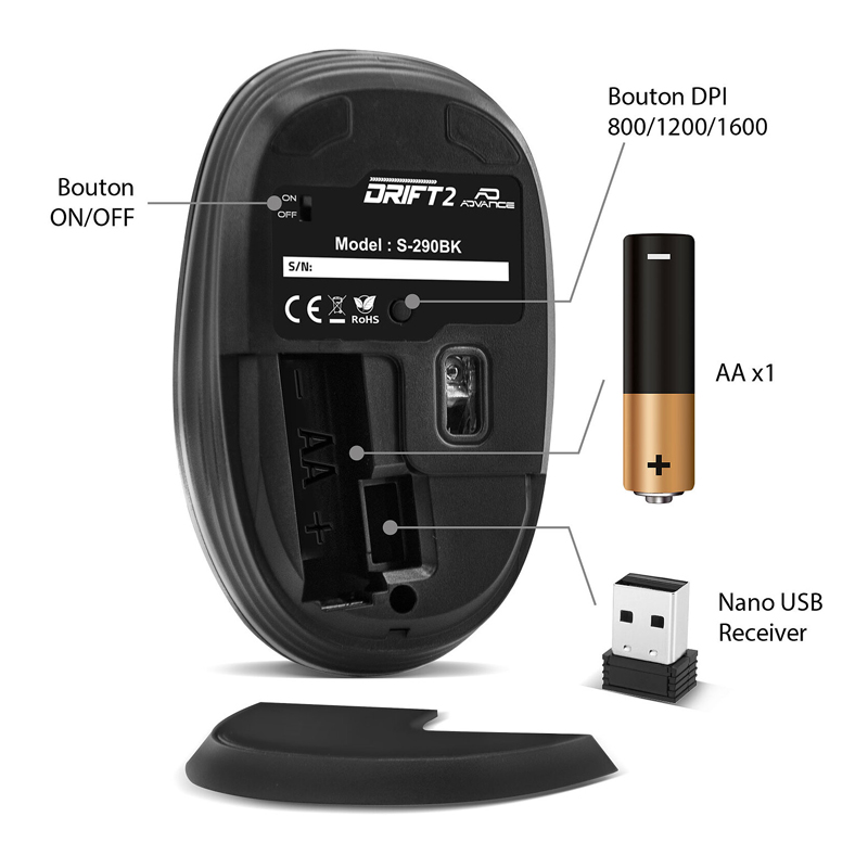 Souris Sans Fil ADVANCE Drift 2 - Noir - Image 4