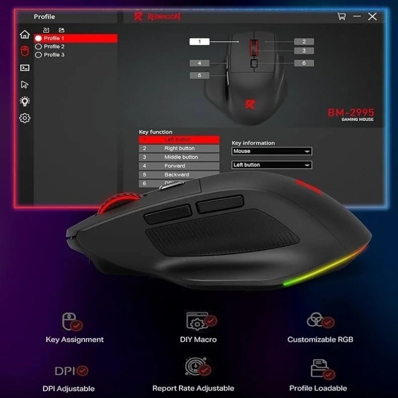 Souris Sans Fil Gamer Redragon BM-2995 - Noir    - Image 2