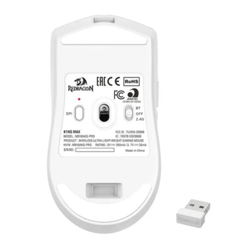 Souris Sans Fil Gamer Redragon k1ng max - Blanc - Image 4