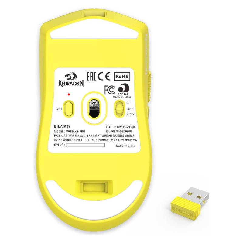 Souris Sans Fil Gamer Redragon K1ng Max - Jaune - Image 5