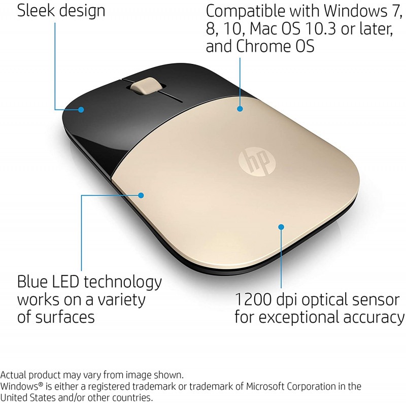 Souris sans fil HP Z3700 - Gold ( X7Q43AA) - Image 6