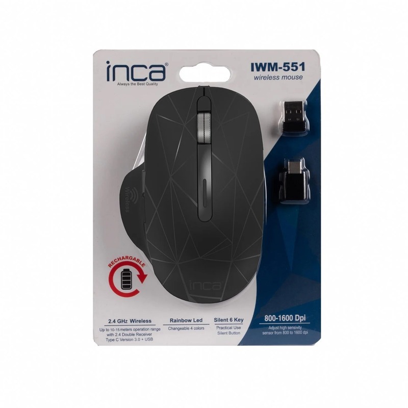 Souris Sans Fil INCA IWM-551 Rechargeable RGB  - Noir&Vert - Image 6