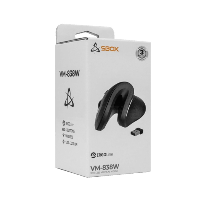 Souris Sans Fil Optique SBOX VM-838 Verticale - Noir - Image 5