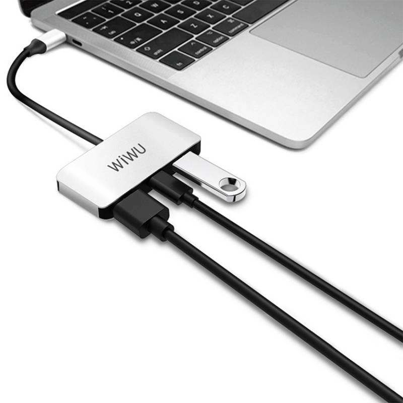Station d'accueil 3 en 1 WIWU WI-HB002 USB Type-C - Gris - Image 2