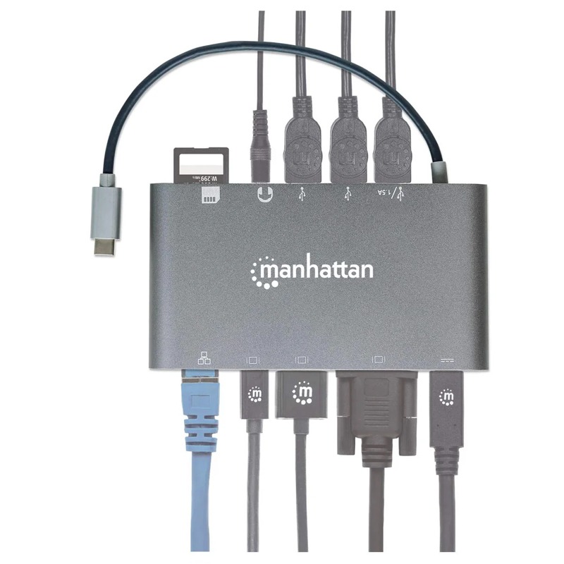Station d'accueil MANHATTAN SP USB-C PD 7 en 1 - Gris - Image 4