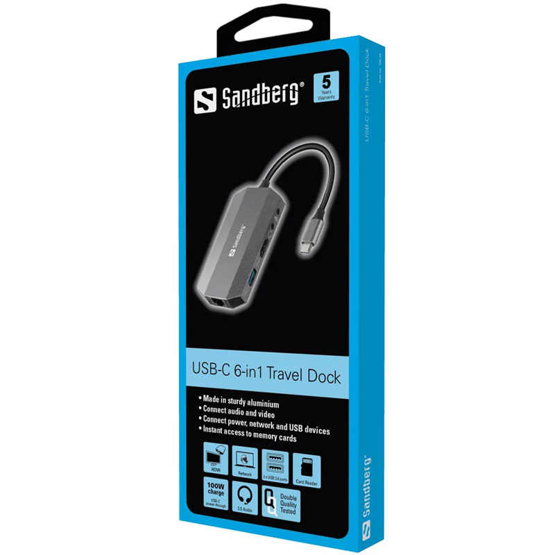 Station d'accueil SANDBERG Dock USB-C 6 IN 1 - Image 2