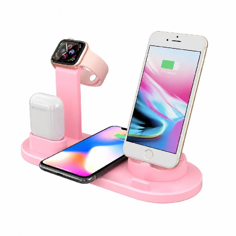 Station De Charge Sans Fil 6 En1 Multi-Appareils - Rose