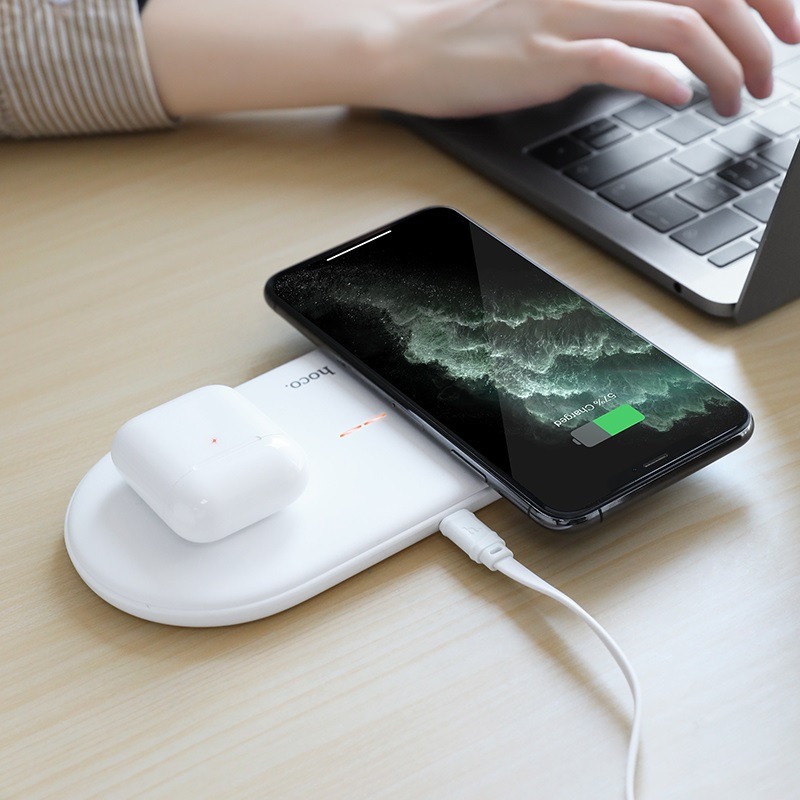 Station De Charge Sans Fil HOCO CW23 - Blanc - Image 4