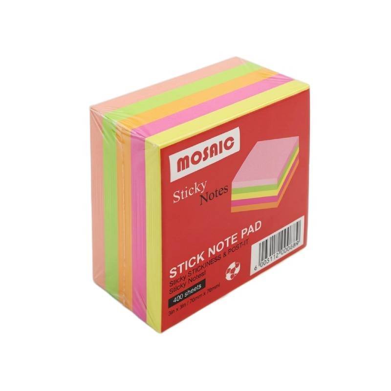 Stick Notes 51 x 51 Fluo 400 Feuilles 5 Couleur - T5-F