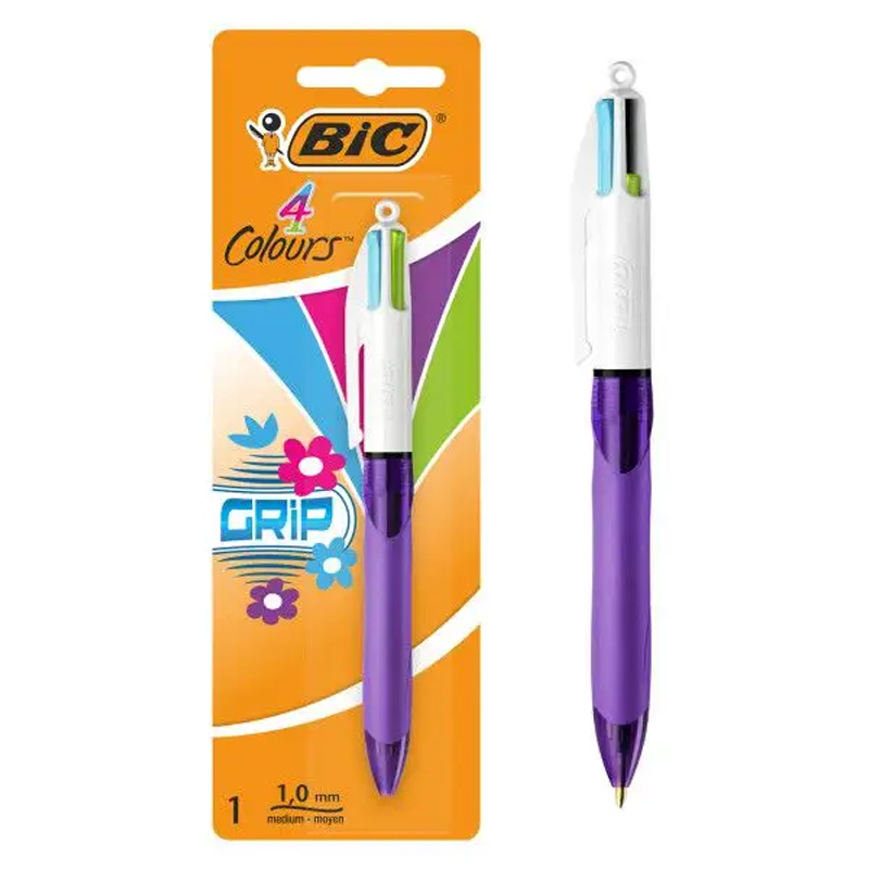 Stylos BIC Blister Grip Fashion Medium 4 couleurs - (249936)