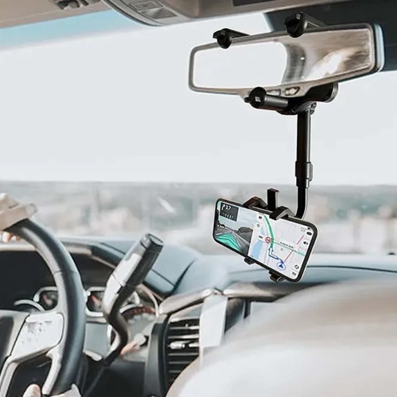 Support 360° Téléphone Pour Rétroviseur de Voiture - Noir  - Image 3