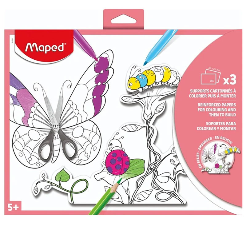 Support 3D MAPED CREATIV à colorier et à monter, A4, 3 feuilles - Image 2
