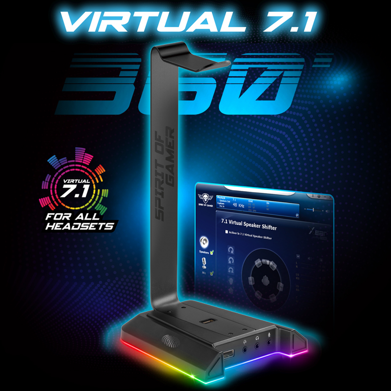 Support de casque SPIRIT OF GAMER STD5 SENTINEL 7.1 RGB - Gris - Image 3