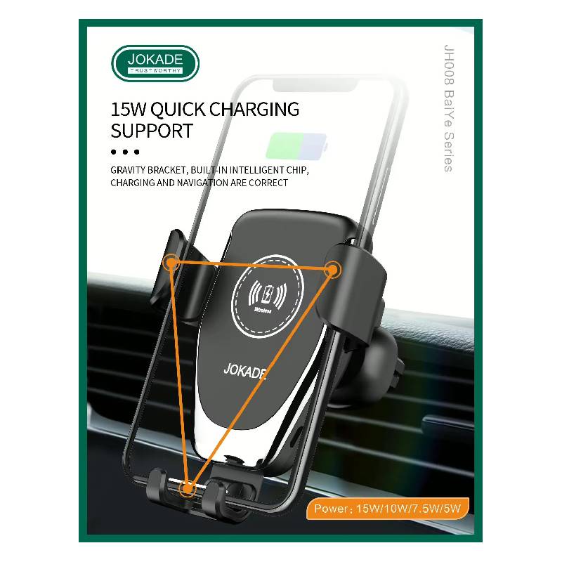 Support magnétique JOKADE JH008 Avec charge sans fil pour voiture - Image 2