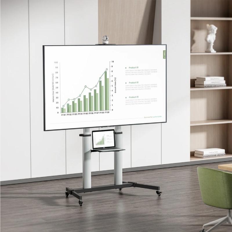 Support Mobile MANHATTAN En Aluminium Avec Etagères Pour TV 60" - 100" (462563) - Image 4