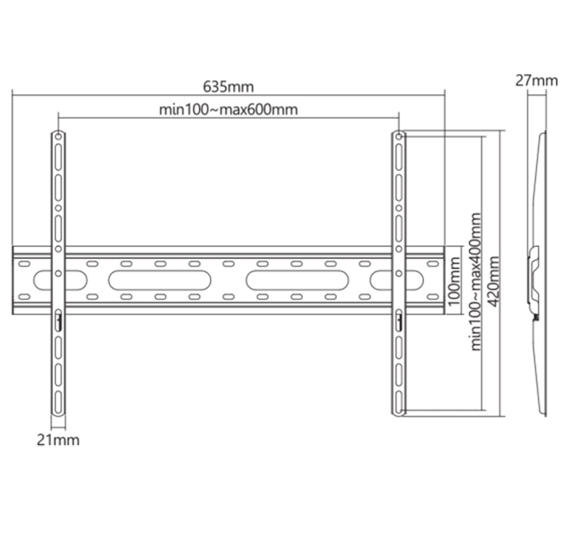 Support Mural Fixe SBOX PLB-2546F-2 Pour TV 37" - 80" - Image 4
