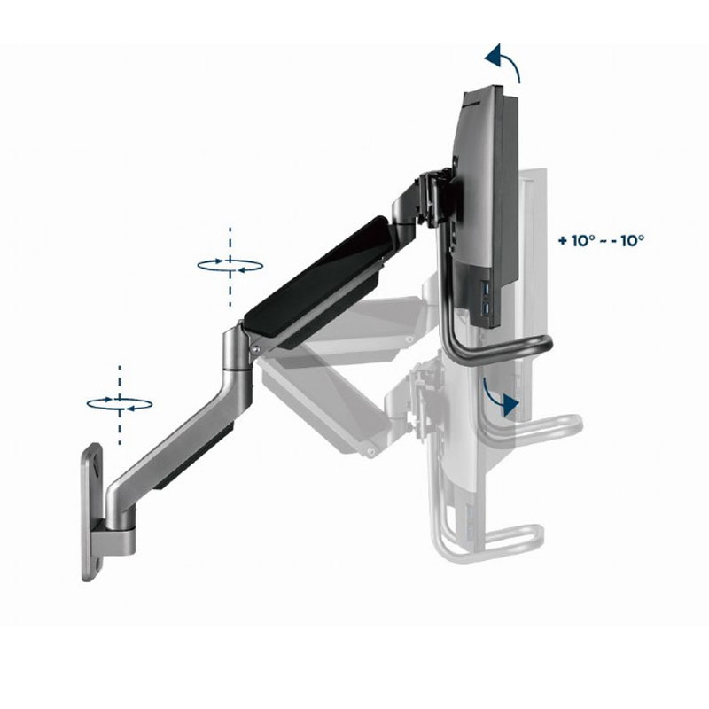 Support Mural Mobile GEMBIRD MA-WA2-02 Pour 2 Écrans 17"- 32" - Image 5
