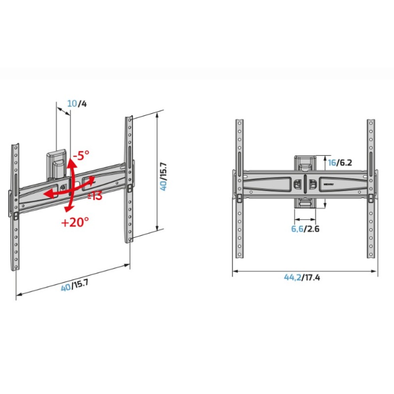 Support Mural MELICONI FTR 400 FLAT Pour TV 40'' - 75'' - Noir - Image 4