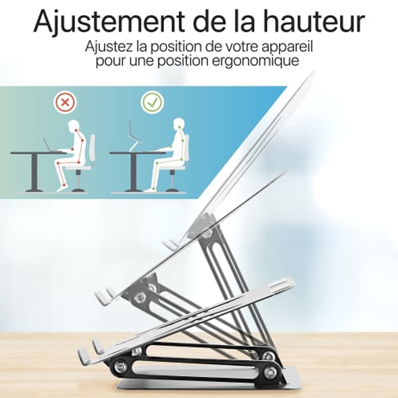 Support Pour Notebook TNB iClick Pliable - Aluminium - Image 3