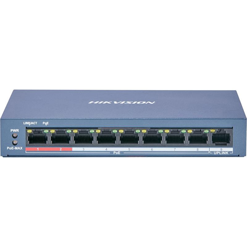Hikvision DS-3E0109P-E/M(B) commutateur réseau Non-géré L2 Fast Ethernet (10/100) Connexion Ethernet, supportant l'alimentation via ce port (PoE) Bleu, Photo boutique MyTek chez MyTek