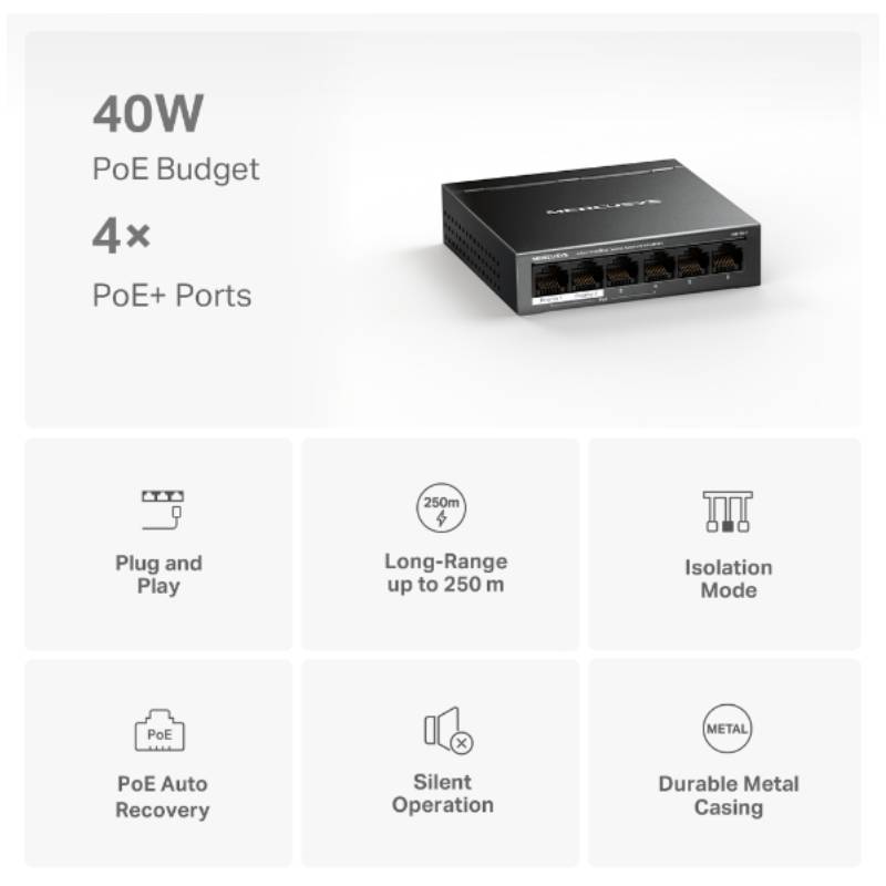 Switch de Bureau MERCUSYS MS106LP 6 Ports 10/100 MBPS - Image 4