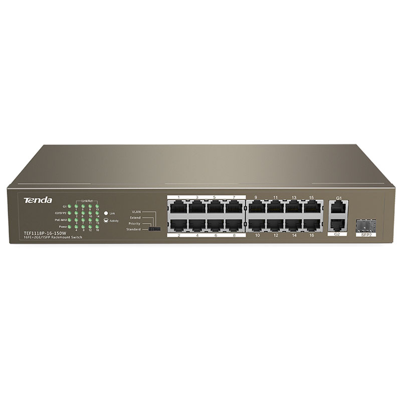 Switch Non Géré L2 Fast Ethernet 16 Port PoE Noir 150W, Photo boutique MyTek chez MyTek
