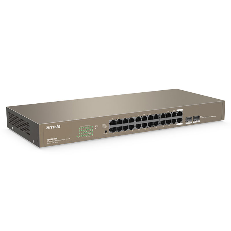 Switch de bureau TENDA TEG1024F à 24 ports avec 2 emplacements SFP - Image 2