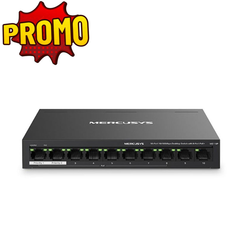 Switch de bureau MERCUSYS MS110P 10 Ports /100 MBPS 8 PORTS POE+ BUDGET POE 65W