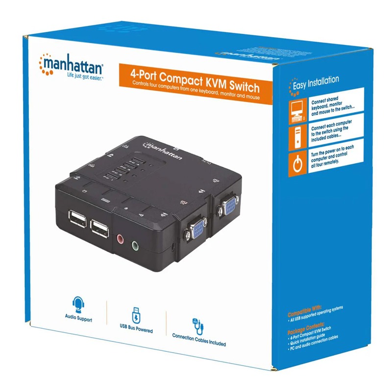 Switch MANHATTAN KVM compact à 4 ports - Noir - Image 5